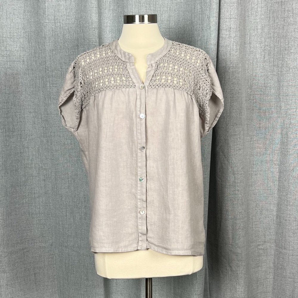 Carla Conti, Grey, Short Sleeve Blouse, Size L